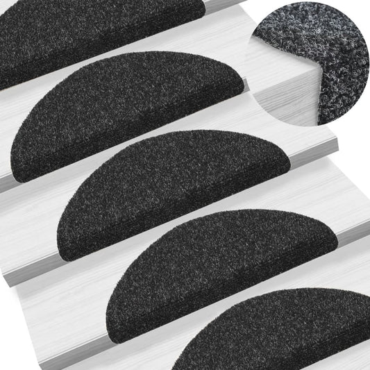 vidaXL Self-adhesive Stair Mats 5 pcs Black 56x17x3 cm Needle Punch