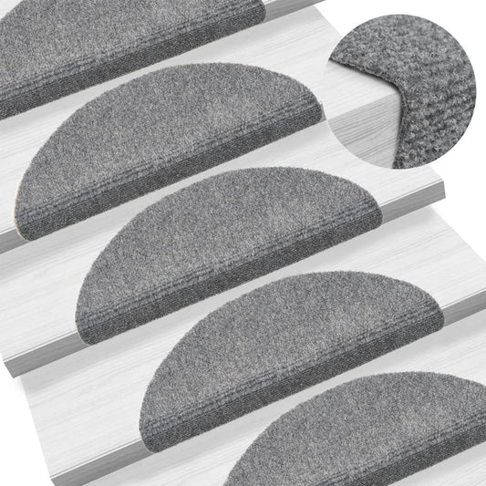 vidaXL Self-adhesive Stair Mats 5 pcs Light Grey 56x17x3 cm Needle Punch