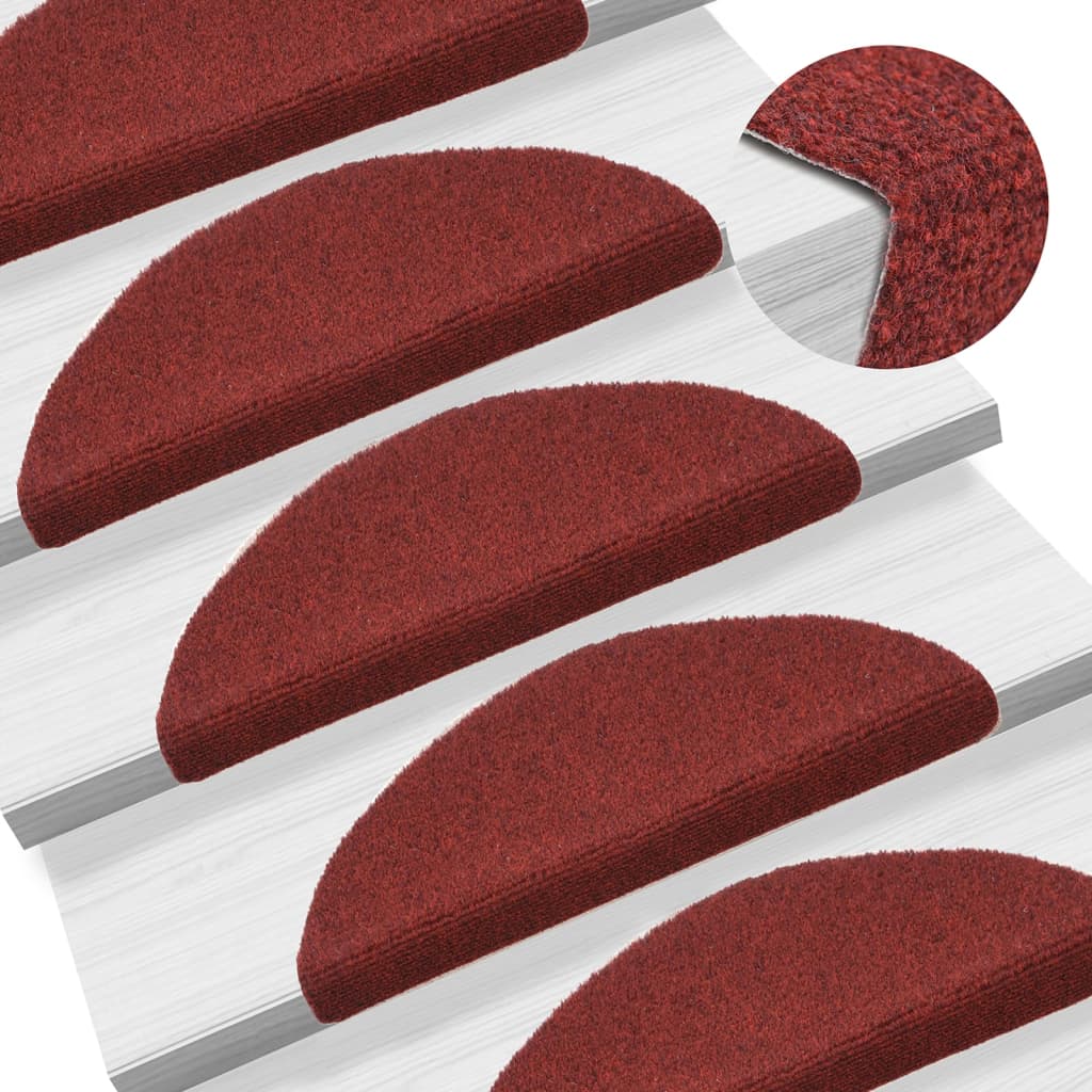 vidaXL Self-adhesive Stair Mats 5 pcs Red 56x17x3 cm Needle Punch