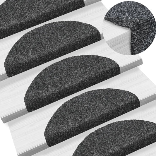 vidaXL Self-adhesive Stair Mats 10 pcs Dark Grey 65x21x4 cm Needle Punch