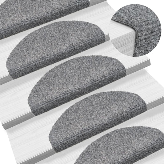 vidaXL Self-adhesive Stair Mats 10 pcs Light Grey 65x21x4 cm Needle Punch