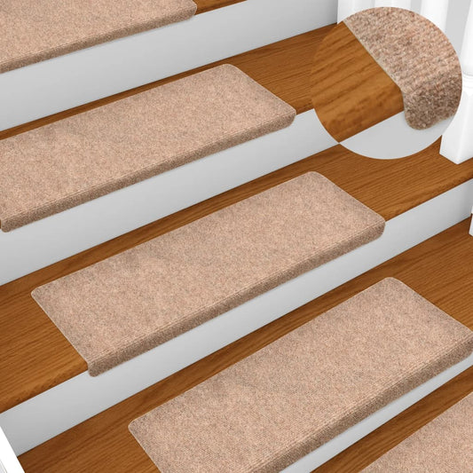 vidaXL Stair Mats 5 pcs Brown 65x21x4 cm Needle Punch