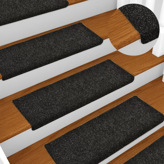 vidaXL Stair Mats 5 pcs Black 65x21x4 cm Needle Punch