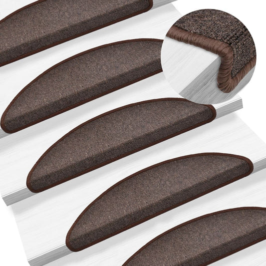 vidaXL Stair Mats 10 pcs 56x17x3 cm Coffee Brown