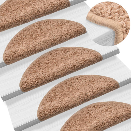 vidaXL Stair Mats 10 pcs 56x17x3 cm Beige