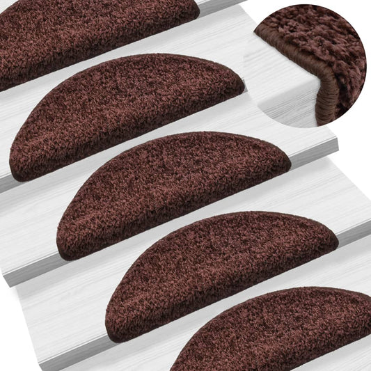 vidaXL Stair Mats 5 pcs 56x17x3 cm Brown