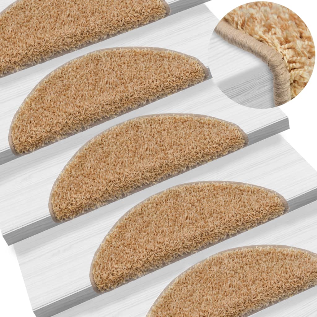 vidaXL Stair Mats 10 pcs 56x17x3 cm Cream