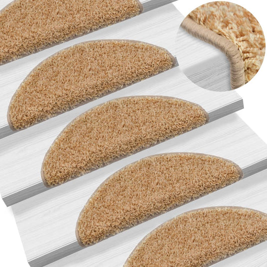 vidaXL Stair Mats 10 pcs 56x17x3 cm Cream