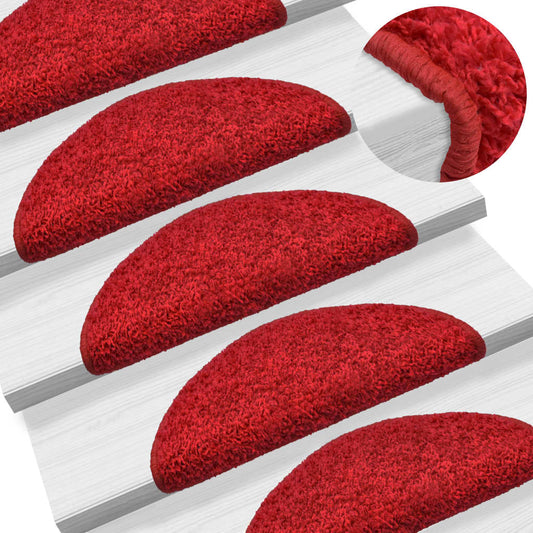 vidaXL Stair Mats 10 pcs 56x17x3 cm Red