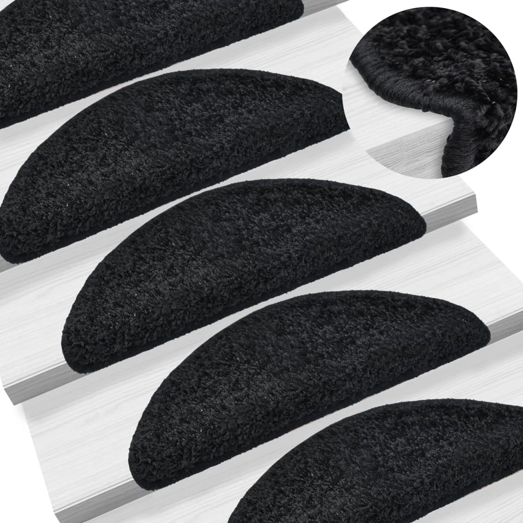 vidaXL Stair Mats 10 pcs 65x21x4 cm Black