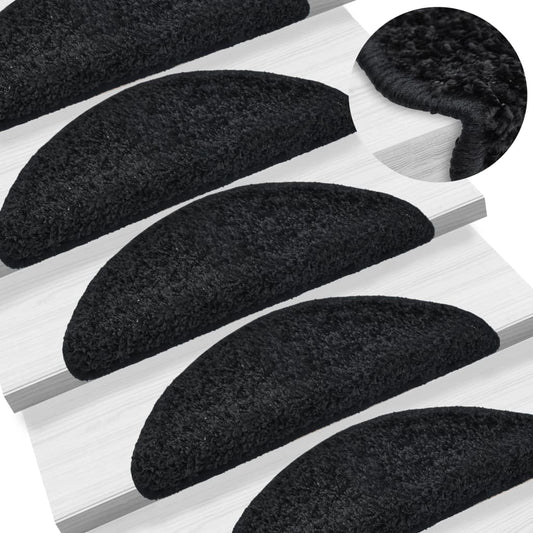 vidaXL Stair Mats 10 pcs 65x21x4 cm Black