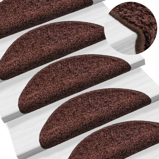 vidaXL Stair Mats 10 pcs 65x21x4 cm Brown