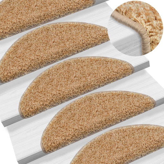 vidaXL Stair Mats 10 pcs 65x21x4 cm Cream