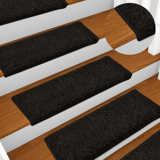 vidaXL Stair Mats 10 pcs 65x21x4 cm Black