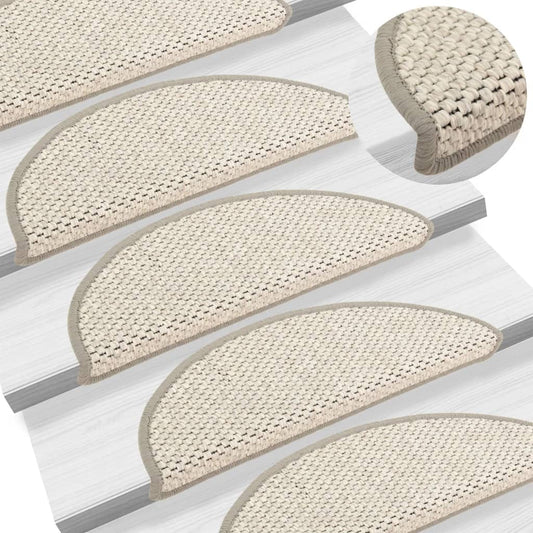 vidaXL Stair Mats Self-adhesive Sisal-Look 15 pcs 56x17x3 cm Beige