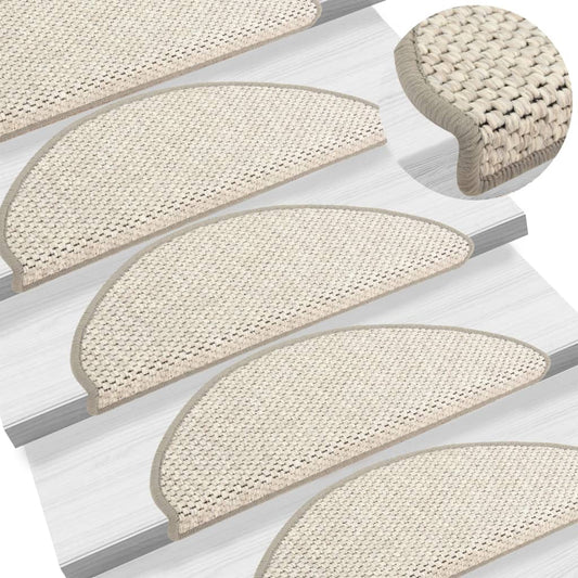 vidaXL Stair Mats Self-adhesive Sisal-Look 15 pcs 65x21x4 cm Beige