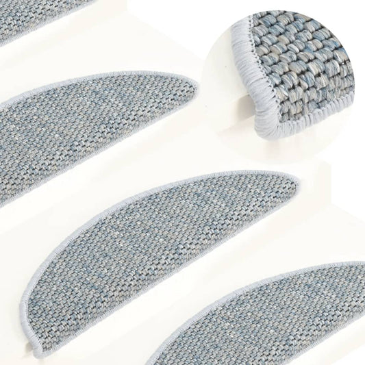 vidaXL Stair Mats Self-adhesive Sisal-Look 15 pcs 65x21x4 cm Blue