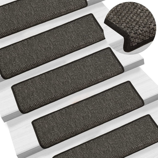 vidaXL Stair Mats Self-adhesive Sisal-Look 15 pcs 65x21x4 cm Anthracite