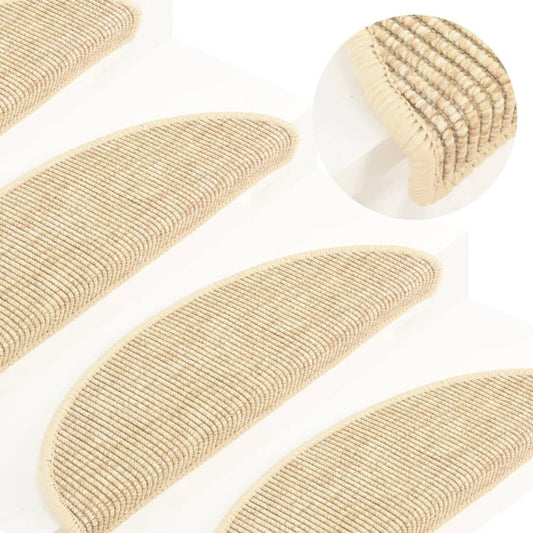 vidaXL Stair Mats Self-adhesive 15 pcs 56x17x3 cm Light Beige