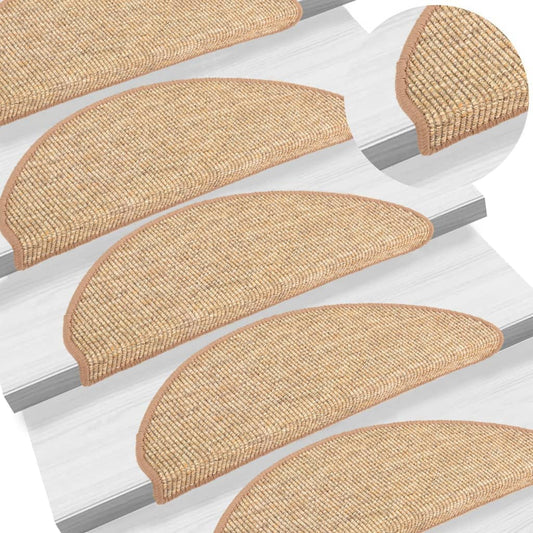 vidaXL Stair Mats Self-adhesive 15 pcs Light Brown 65x21x4 cm