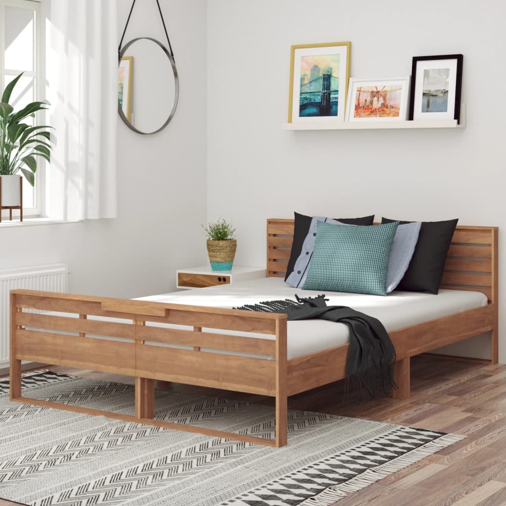 vidaXL Bed Frame Solid Teak Wood 140x200 cm