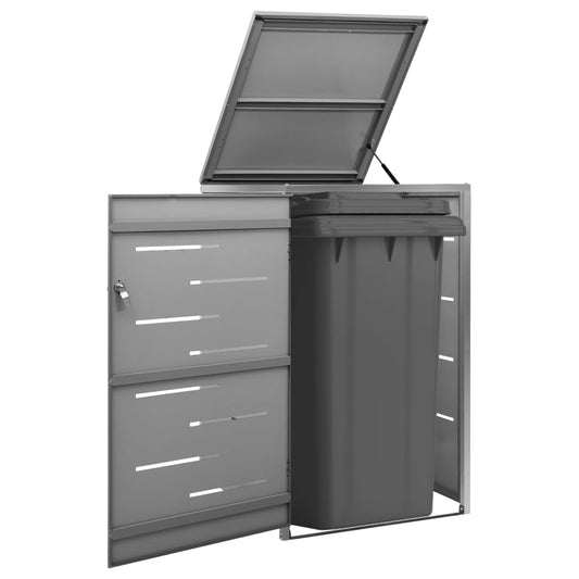 vidaXL Single Wheelie Bin Shed 69x77.5x115 cm Stainless Steel