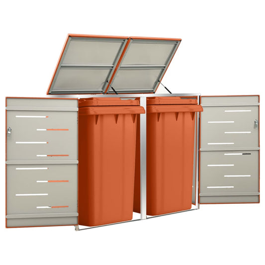 vidaXL Double Wheelie Bin Shed 138x77.5x115.5 cm Stainless Steel