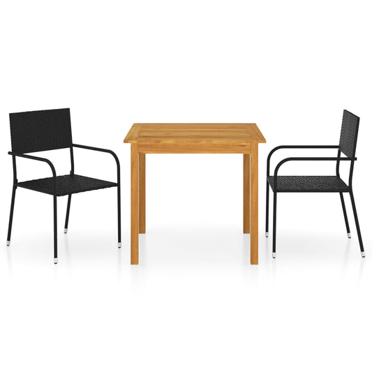 vidaXL 3 Piece Garden Dining Set Black