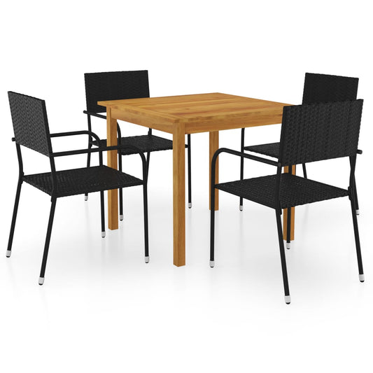 vidaXL 5 Piece Garden Dining Set Black