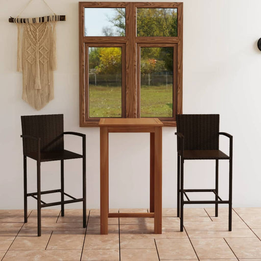 vidaXL 3 Piece Garden Bar Set Brown