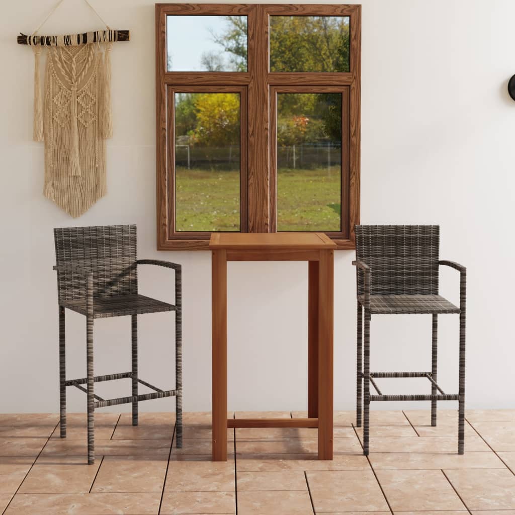 vidaXL 3 Piece Garden Bar Set Grey