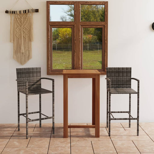 vidaXL 3 Piece Garden Bar Set Grey