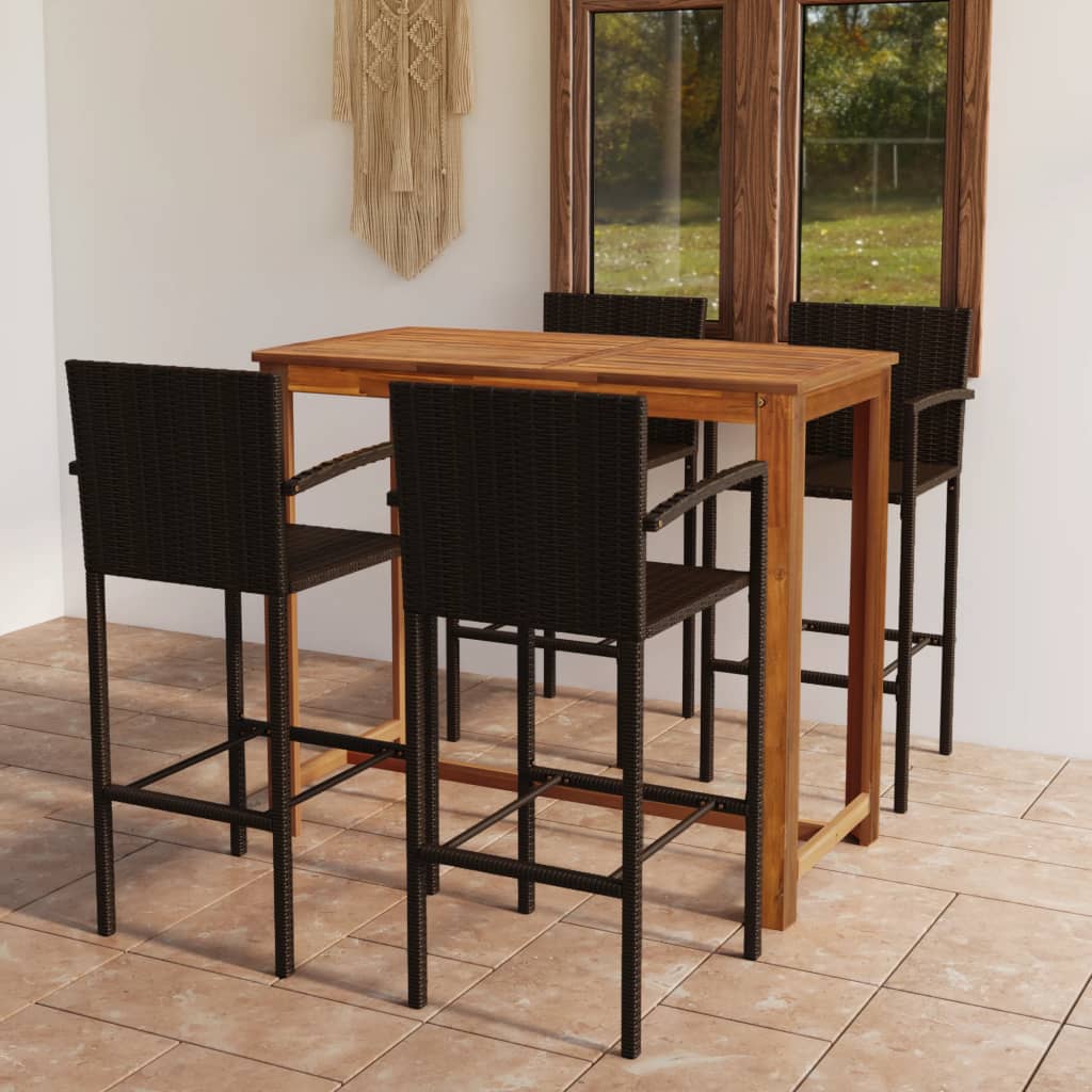 vidaXL 5 Piece Garden Bar Set Brown