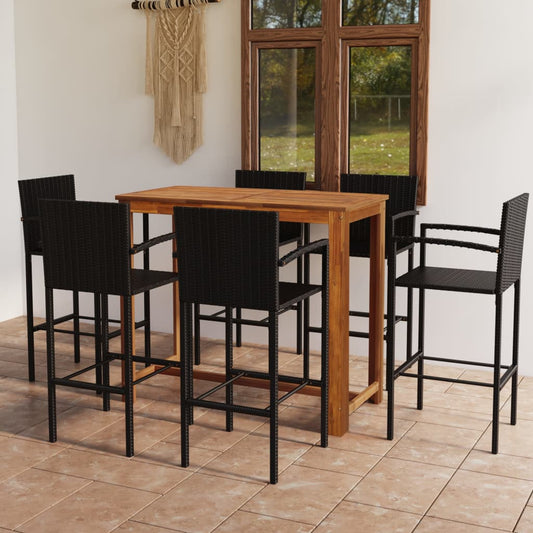 vidaXL 7 Piece Garden Bar Set Black