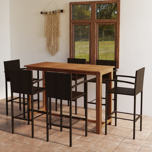 vidaXL 7 Piece Garden Bar Set Brown