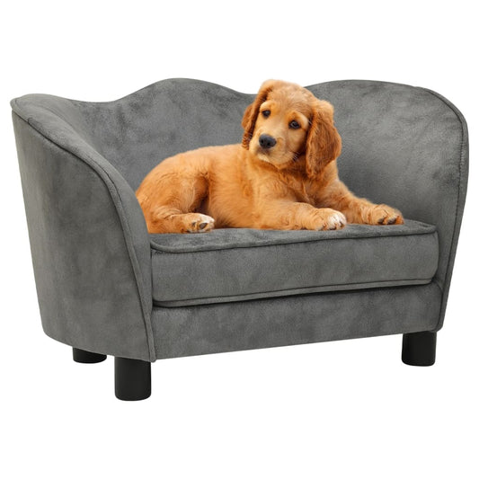 vidaXL Dog Sofa Grey 66x43x40 cm Plush