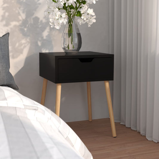 vidaXL Bedside Cabinet Black 40x40x56 cm Engineered Wood