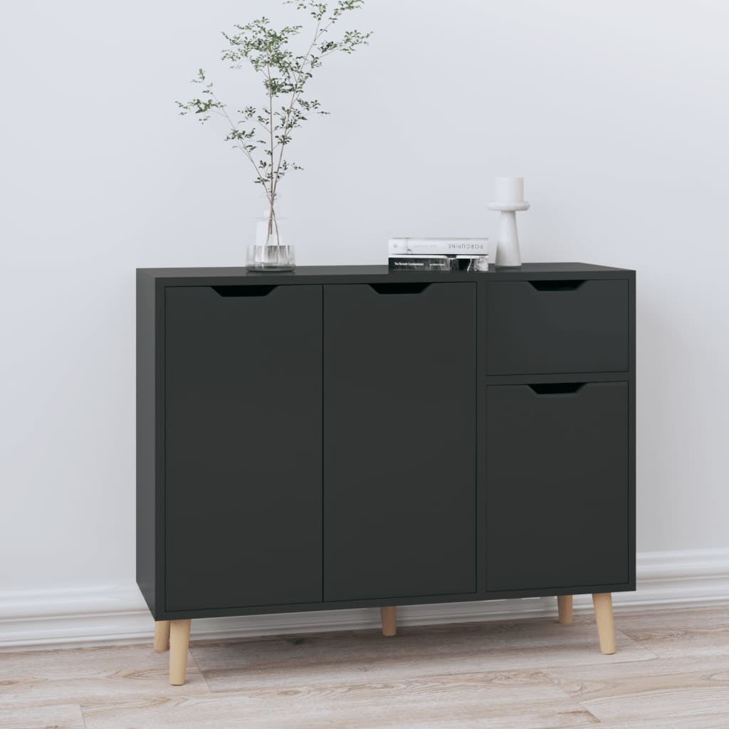 vidaXL Sideboard High Gloss Black 90x30x72 cm Engineered Wood