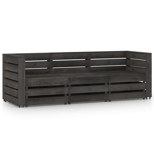 vidaXL 3-Seater Garden Sofa Grey Impregnated Pinewood