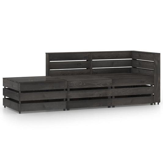 vidaXL 3 Piece Garden Lounge Set Grey Impregnated Pinewood