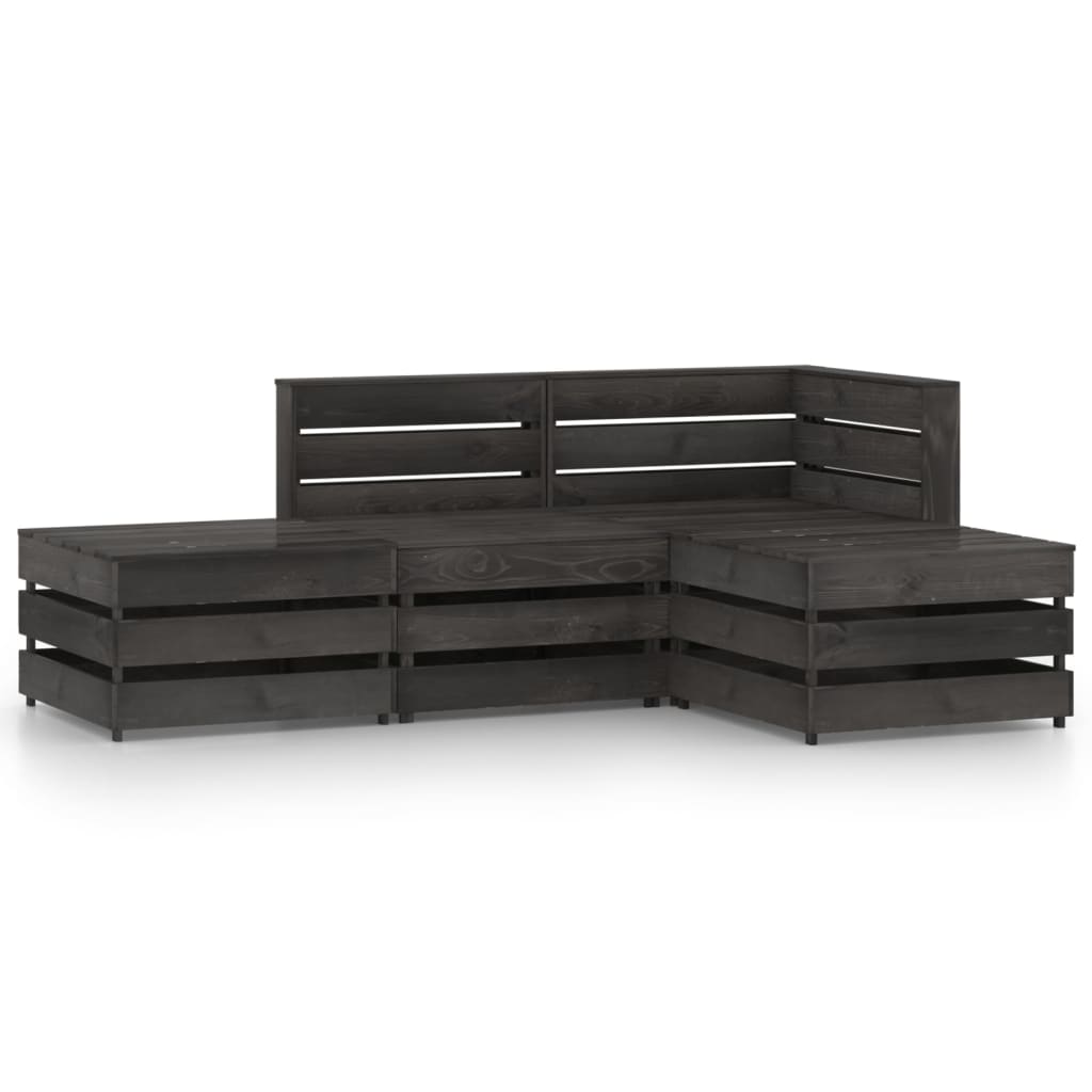 vidaXL 4 Piece Garden Lounge Set Grey Impregnated Pinewood