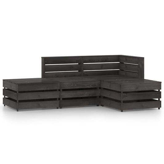 vidaXL 4 Piece Garden Lounge Set Grey Impregnated Pinewood