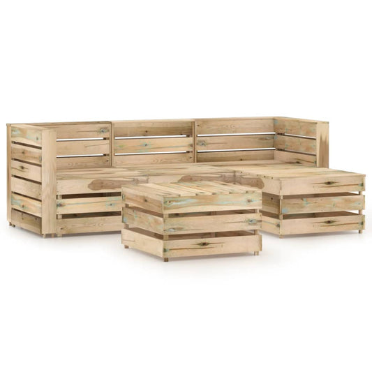vidaXL 5 Piece Garden Lounge Set Green Impregnated Pinewood