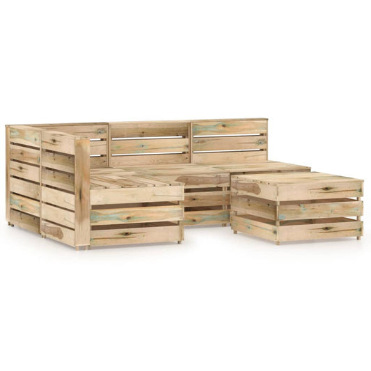 vidaXL 5 Piece Garden Lounge Set Green Impregnated Pinewood