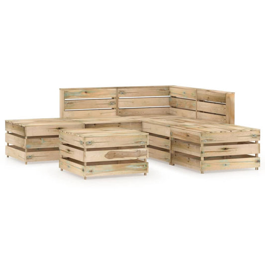 vidaXL 6 Piece Garden Lounge Set Green Impregnated Pinewood