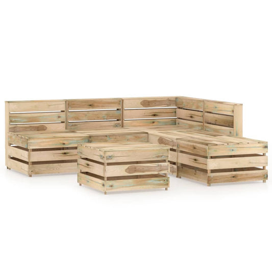 vidaXL 6 Piece Garden Lounge Set Green Impregnated Pinewood
