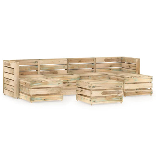 vidaXL 7 Piece Garden Lounge Set Green Impregnated Pinewood