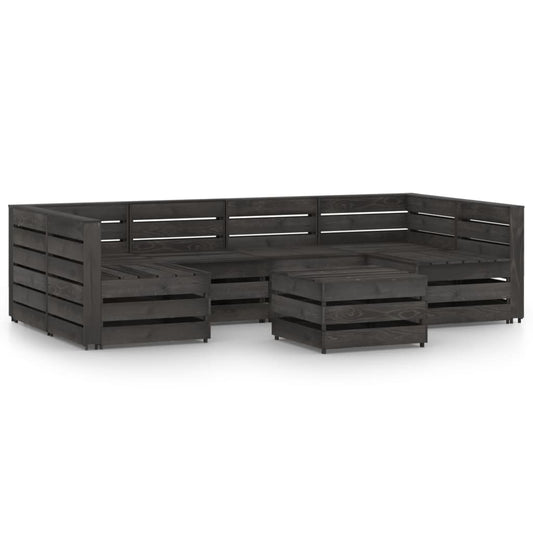 vidaXL 7 Piece Garden Lounge Set Grey Impregnated Pinewood