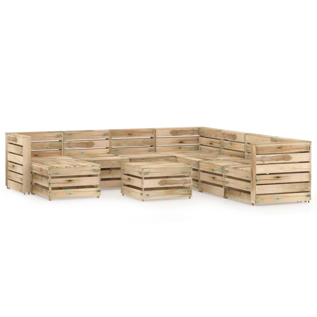 vidaXL 9 Piece Garden Lounge Set Green Impregnated Pinewood