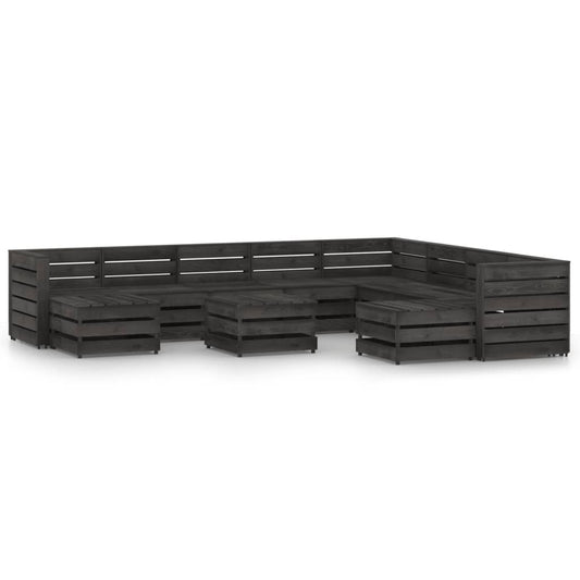 vidaXL 11 Piece Garden Lounge Set Grey Impregnated Pinewood